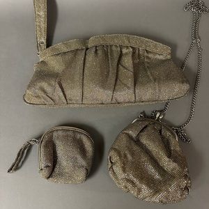 Metallic Clutch Evening Bag Three Piece Set